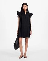 Flutter Sleeve Button-Front Mini Dress Poplin | Madewell