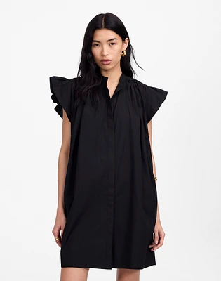 Flutter Sleeve Button-Front Mini Dress Poplin | Madewell