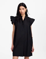 Flutter Sleeve Button-Front Mini Dress Poplin | Madewell