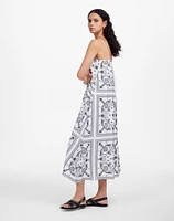 Embroidered Deep V-Neck Midi Dress Bandana | Madewell