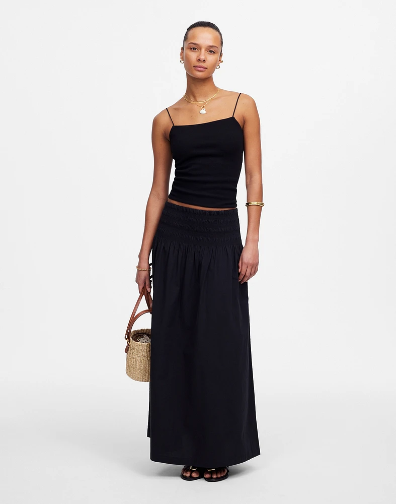 Smocked-Waist Poplin Midi Skirt | Madewell