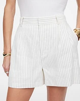 Pleated Trouser Shorts Pinstripe Linen Blend | Madewell