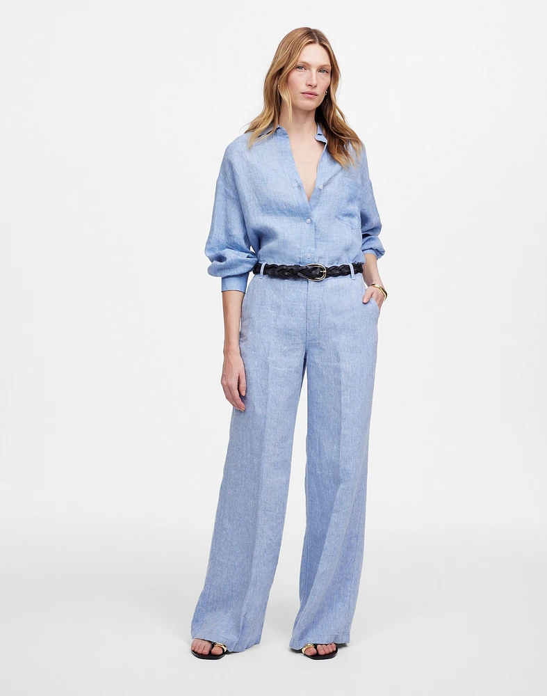 The Zoe Relaxed Wide Pant 100% Linen | Madewell