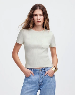 Garment-Dyed Ribbed Crewneck Pocket Tee | Madewell