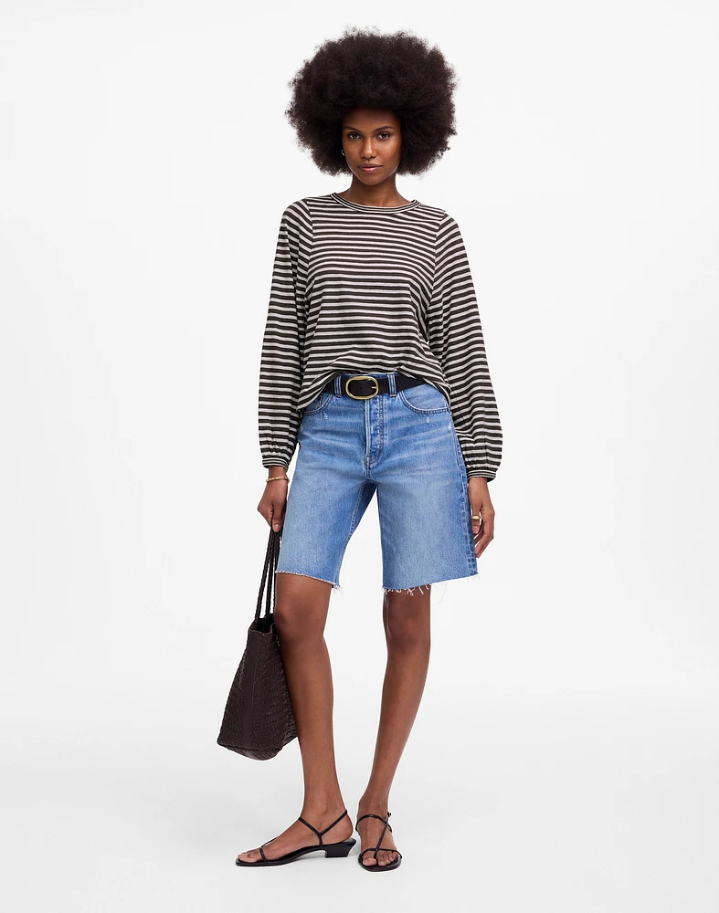 Long Balloon-Sleeve Crewneck Tee Stripe | Madewell