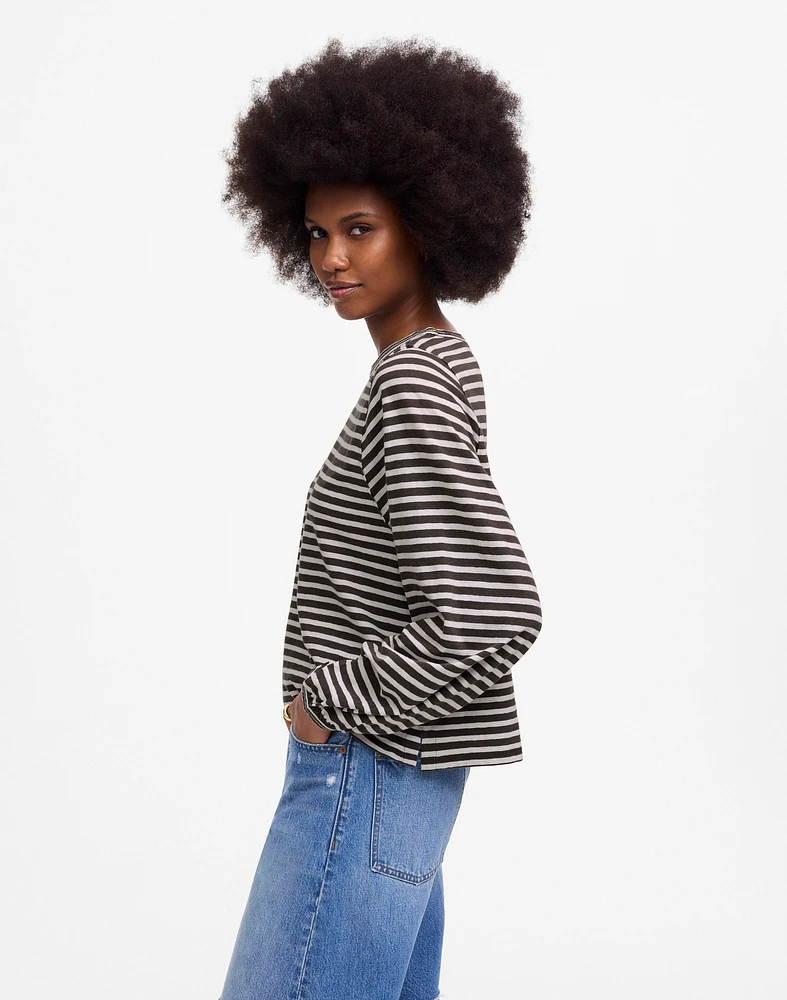 Long Balloon-Sleeve Crewneck Tee Stripe | Madewell