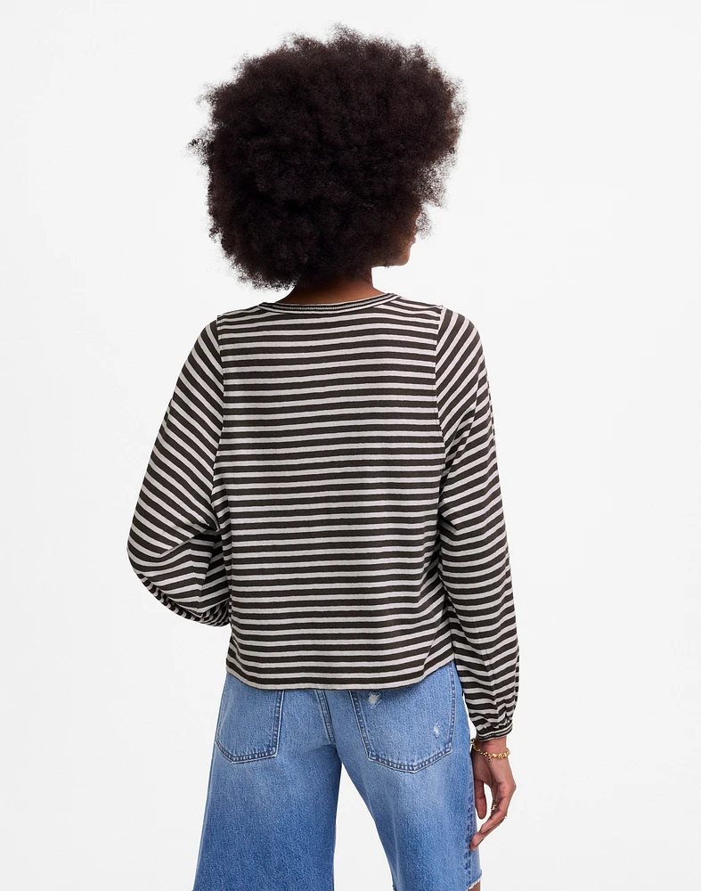 Long Balloon-Sleeve Crewneck Tee Stripe | Madewell