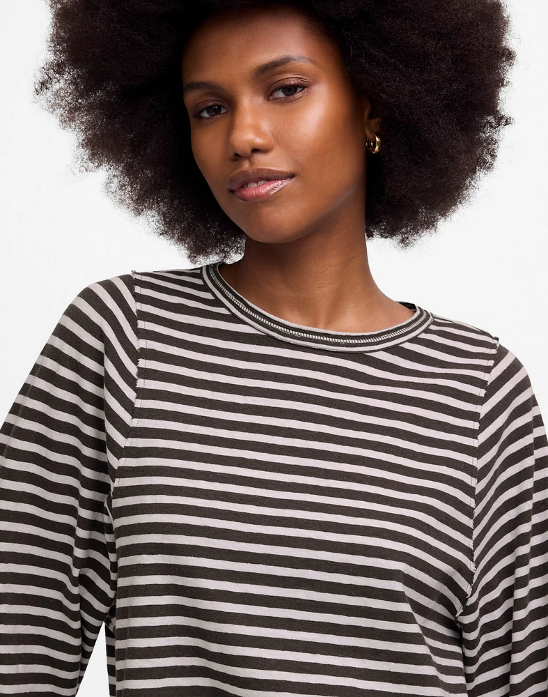 Long Balloon-Sleeve Crewneck Tee Stripe | Madewell