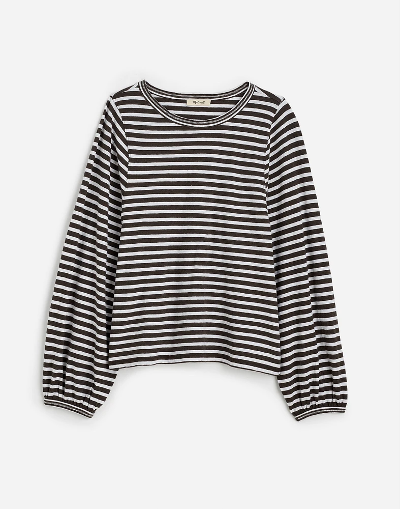 Long Balloon-Sleeve Crewneck Tee Stripe | Madewell