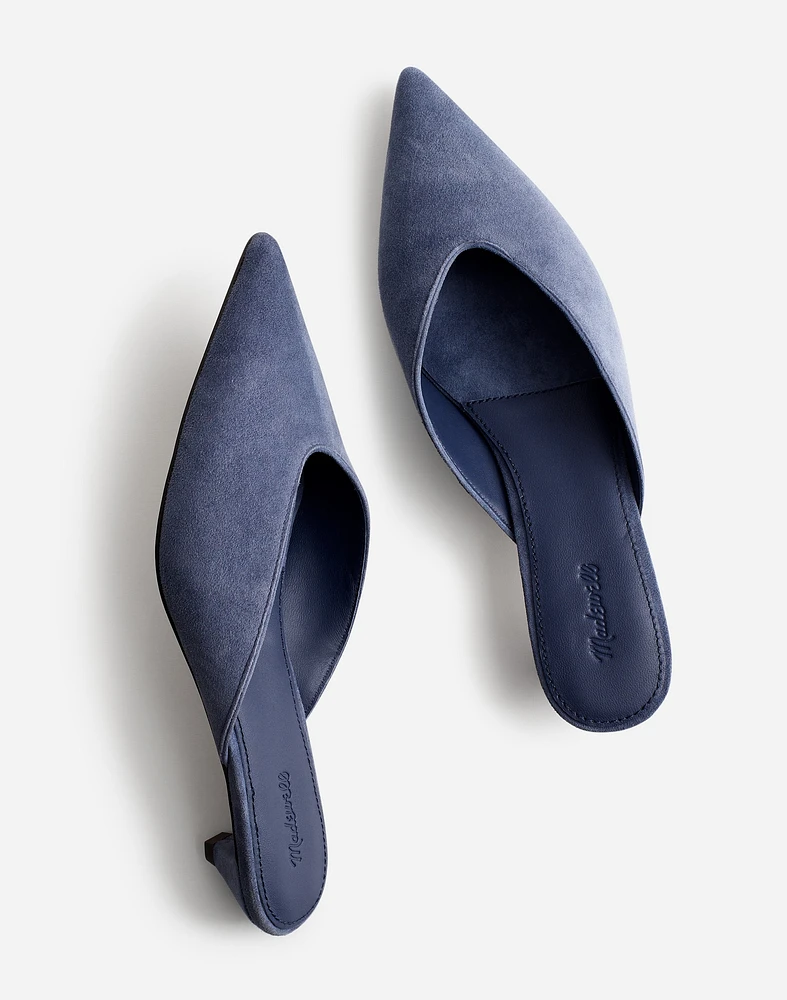 The Simone Kitten-Heel Mules Suede | Madewell