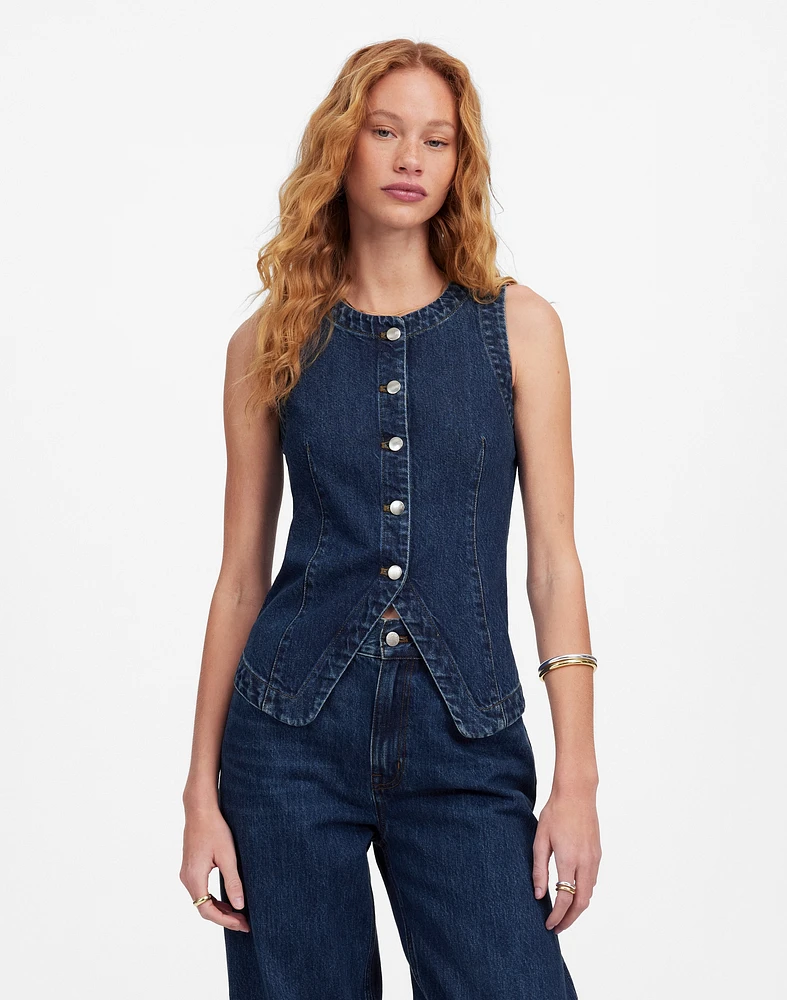 Denim Crewneck Vest Owsley Wash | Madewell