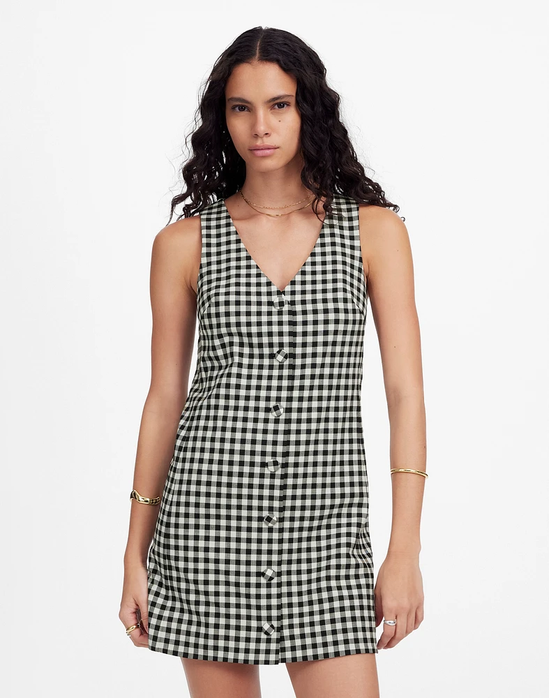 V-Neck Mini Vest Dress in Gingham | Madewell