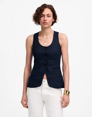 Linen Scoopneck Cutaway Vest | Madewell