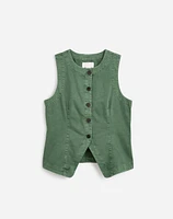 Twill Crewneck Vest Garment Dye | Madewell