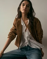 Crop Cardigan Jacket Suede | Madewell