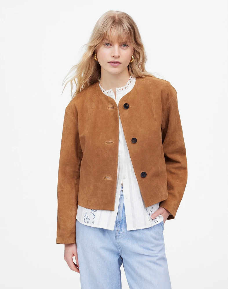 Crop Cardigan Jacket Suede | Madewell