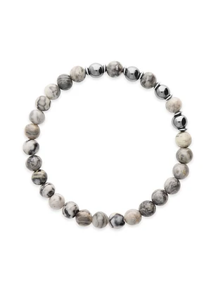 Pulseira Masculina, Aço inoxidável, Hematite de cultivo, Iolita de cultivo