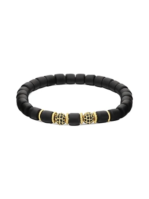 Pulseira Masculina, Aço inoxidável, Zircónia de cultivo, Ónix de cultivo