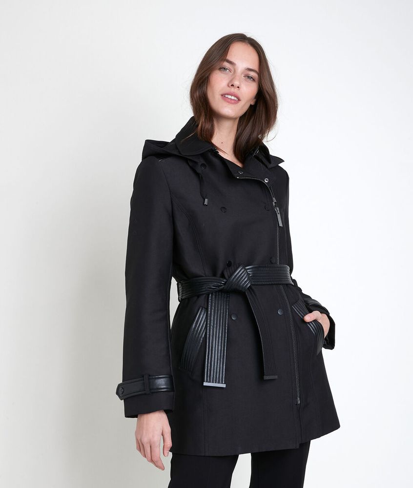 Trench empiècement faux cuir Sakura