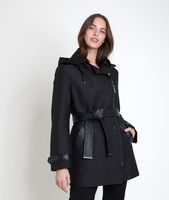 Trench empiècement faux cuir Sakura