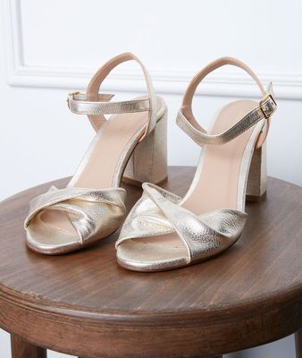 Sandales dorées à talon Gwen
