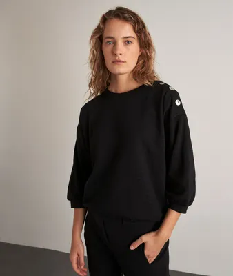 Sweat-shirt en coton noir Cliff