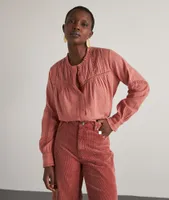 Blouse romantique bois de rose en coton Tamara