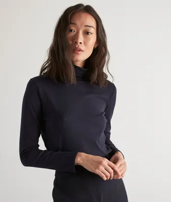 T-shirt col roulé en coton marine Ferguie
