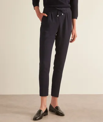 Pantalon carotte fluide marine FLYNN