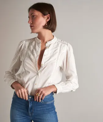 Chemise brodée en coton Thais