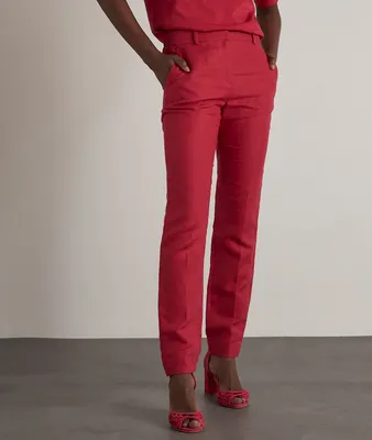 Pantalon chino en lin fuchsia Felix
