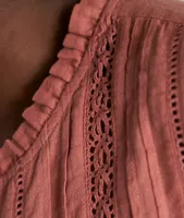 Blouse romantique bois de rose en coton Tamara