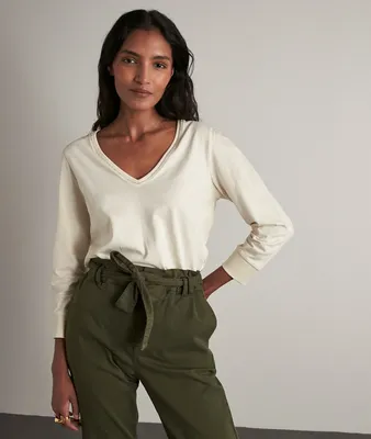 T-shirt en coton bio écru Charlotte