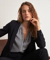 Chemise fluide rayée marine et blanche Theonie
