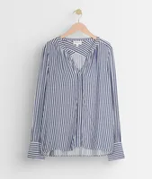 Chemise fluide rayée marine et blanche Theonie