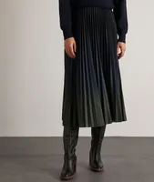 Jupe mi-longue plissée tie and dye marine et kaki  Elara