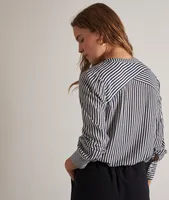 Chemise fluide rayée marine et blanche Theonie