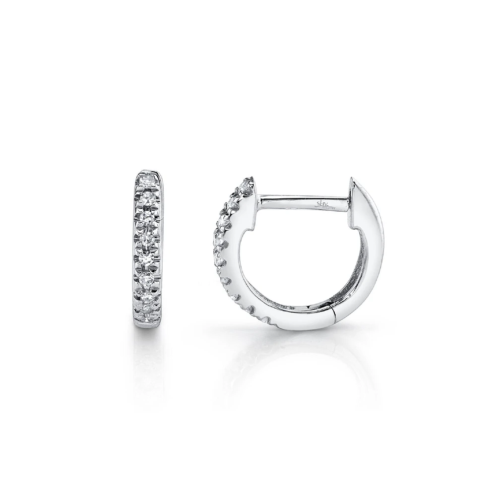 Kate White Gold and Diamond Extra Small Hoop Earrings