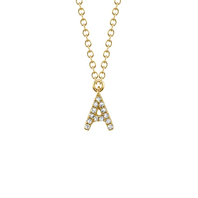 Initials Gold and Diamond Pavé Letter A Necklace