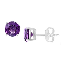 White Gold Amethyst Stud Earrings