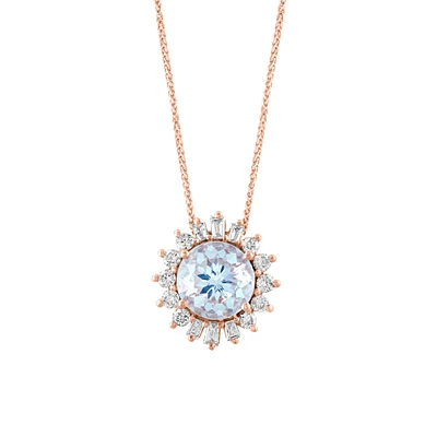 Aquamarine and Diamond Starburst Pendant