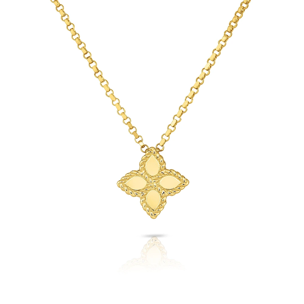 Princess Flower Small Yellow Gold Pendant Necklace