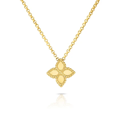 Princess Flower Small Yellow Gold Pendant Necklace