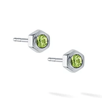 Peridot and Silver Stud Earrings