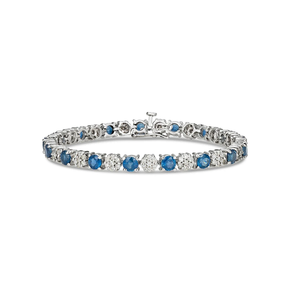 White Gold Sapphire and Diamond Bracelet