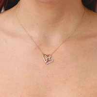 Double Heart Gold and Diamond Pavé Pendant