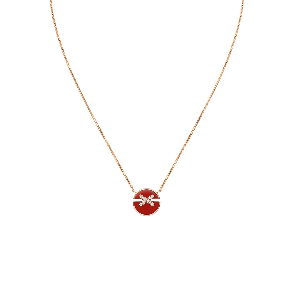 Jeux De Liens Harmony Small Rose Gold Carnelian and Diamond Pendant