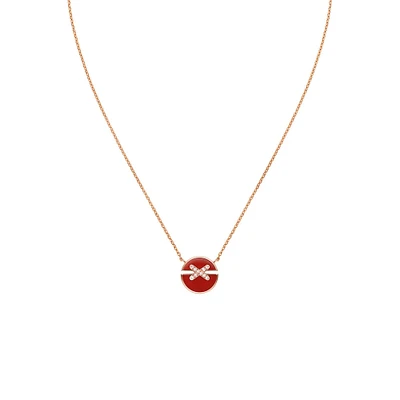 Jeux De Liens Harmony Small Rose Gold Carnelian and Diamond Pendant