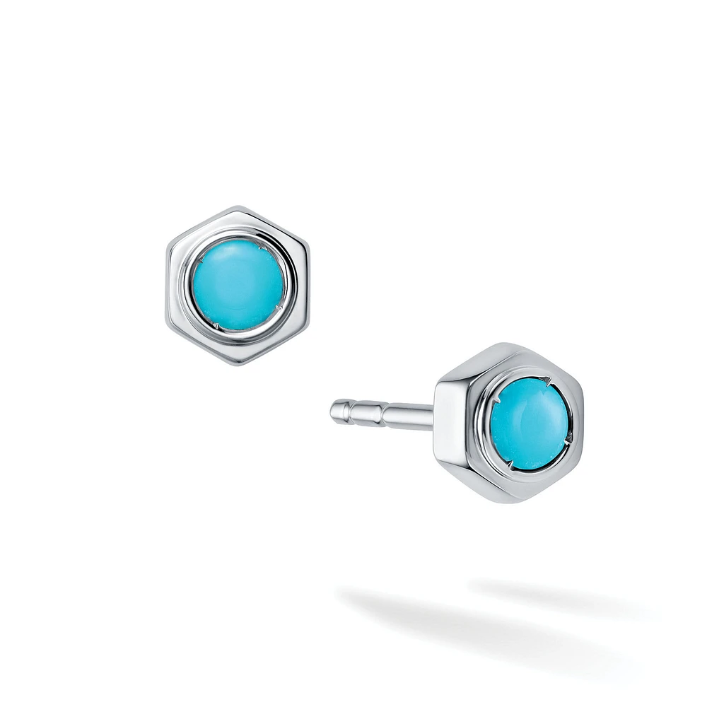 Turquoise and Silver Stud Earrings