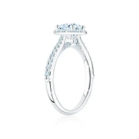 Round Diamond Engagement Ring With Single Halo And Diamond Band